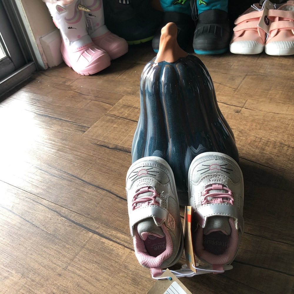 Grey and Pink Kitty Shoes